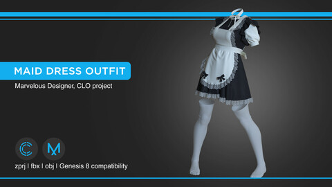 Maid Dress Outfit | Clo3d | Marvelous designer
