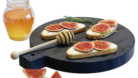 3D Model / Food Set 23 / Fig Sandwiches with Honey