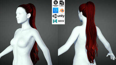 Realistic Female long hair colorable