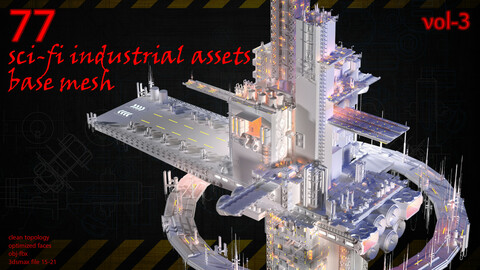 scifi industrial assets base mesh- vol3