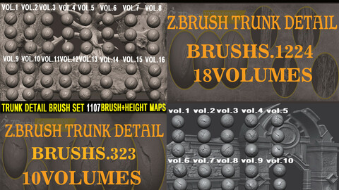 TRUNK DETAIL BRUSHS.1224 18VOLUMES  / STONE CRACKS BRUSHES.323 10VOLUMES