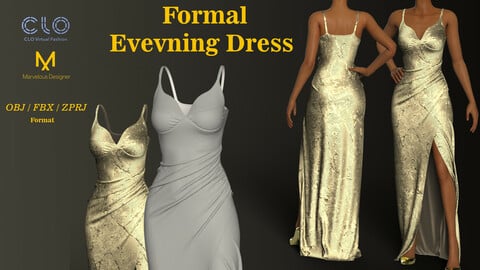 FORMAL EVEVNING DRESS/ CLO/ OBJ/FBX