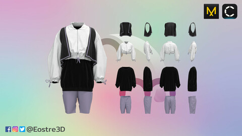 [BOMMT Leather] Look 2 - Sweater, Jacket, Vest and Shorts