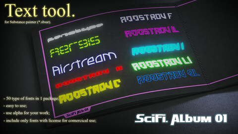 Text tool for Substance painter. Collection: Sci-Fi. Album 01.