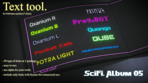 Text tool for Substance painter. Collection: Sci-Fi. Album 05.