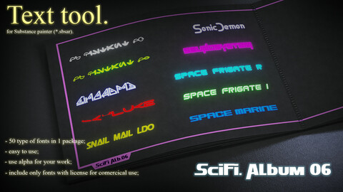 Text tool for Substance painter. Collection: Sci-Fi. Album 06.