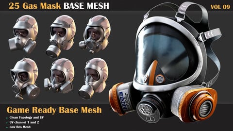 25 Gas Mask Base Mesh - VOL 09 ( Game Ready )