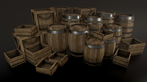Game Ready Assets - Barrels, Crates, And Open Crates