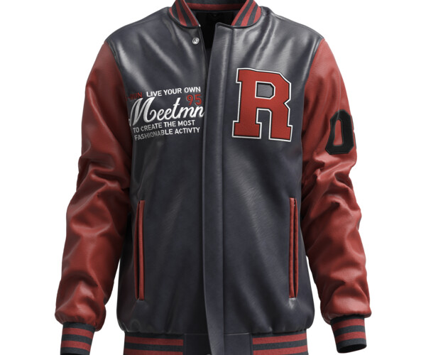 ArtStation Jacket Men Embroidery Baseball Jackets Pu Leather