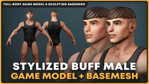 Stylized Buff Male Game Model & Basemesh