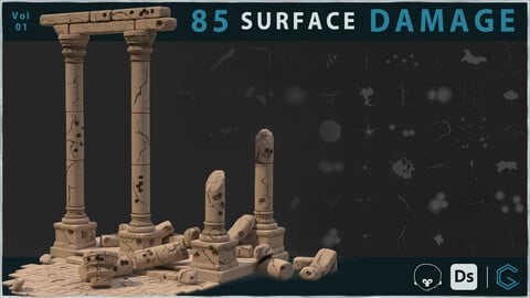 85 Surface Damage Alpha + PBR Textures