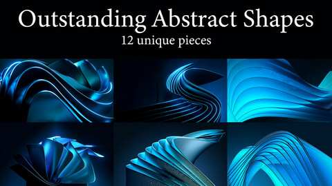 12 Modern Abstract Wavy Design Shapes Collection 3D model