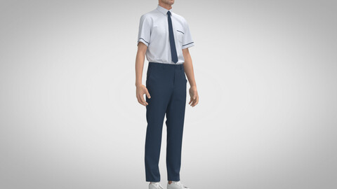 School Uniform Male, Marvelous Designer, Clo3D +fbx, obj