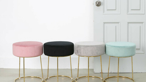 PCS Gold Velvet Round Stool Dressing Table