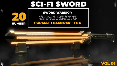20 SCI-FI SWORD  GAME ASSETS (POLY OPTIMALI)