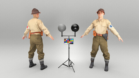 French soldier from WW2 ready for animation 363