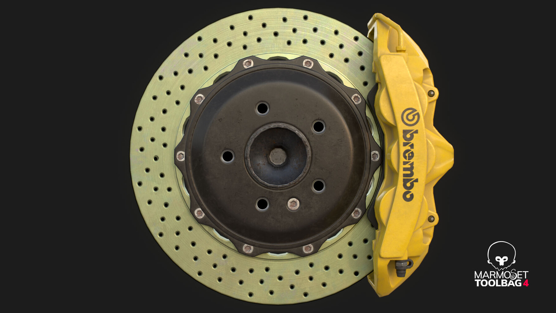 ArtStation Brakes Brembo 6 Pots Low Poly Game Assets