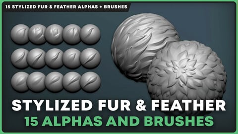 15 Stylized Fur And Feather Alphas & Brushes
