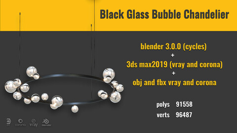 Black Glass Bubble Chandelier