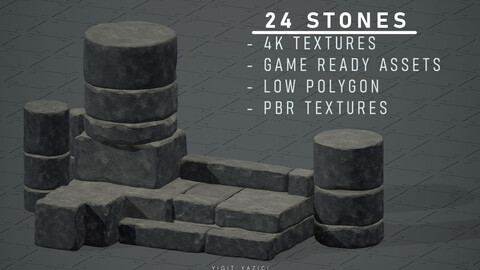 Stone Block Collection-Low Poly-3D Game Ready-PBR Free low-poly 3D model