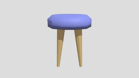 Simple low poly stool game asset