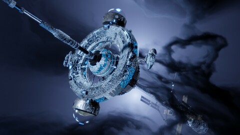 Space Station in Blender|| Nebula Procedural Space Scene