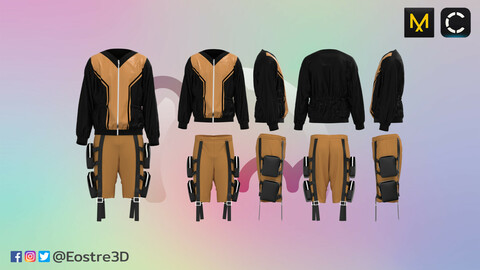 [BOMMT Leather] Look 5 - Jacket with Shorts (adding bags)