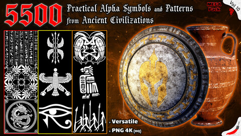 5500 Practical Alpha Symbols and Patterns from Ancient Civilizations (MEGA Pack) - Vol 10
