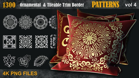 1300 Ornamental & Tileable Trim Border  Patterns vol4