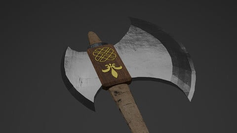 Low Poly Axe 2K Texture - GameReady LongAxe