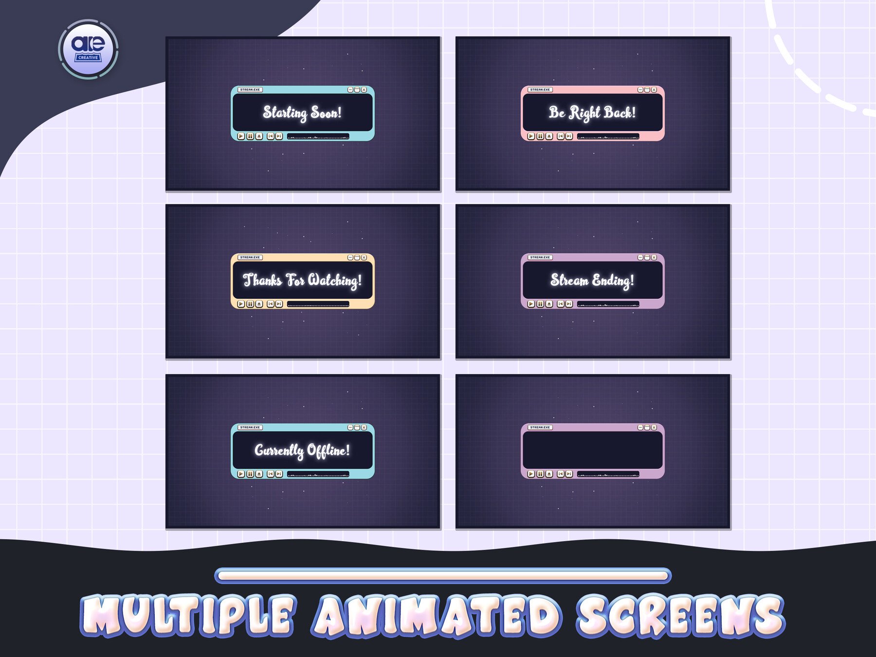 Artstation - Animated Stream Overlay Package Purple Stream Overlay 