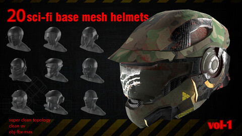 20 scifi helmet  base mesh vol-1 (game ready)