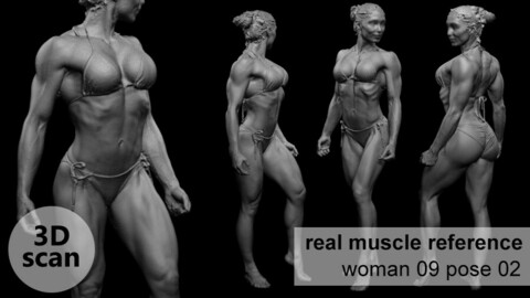 3D scan real muscleanatomy Woman09 pose 02