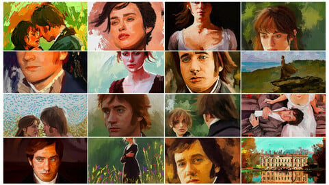 Illustration Bundle (22) Pride and Prejudice and Other masterpiece From Jane Austen - Digital Paintings