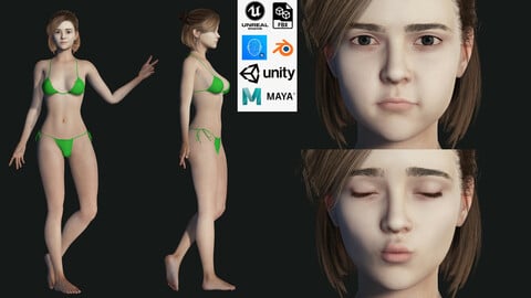 Naked and clothed Korean Girl Realtime realistic