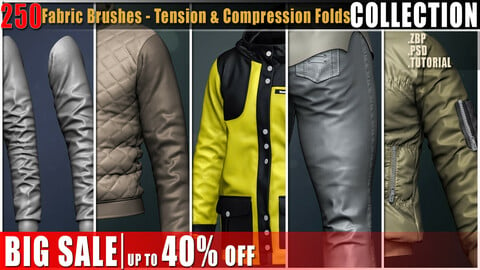 250 Fabric Brushes - Tension & Compression Folds+ Video Tutorial-Collection