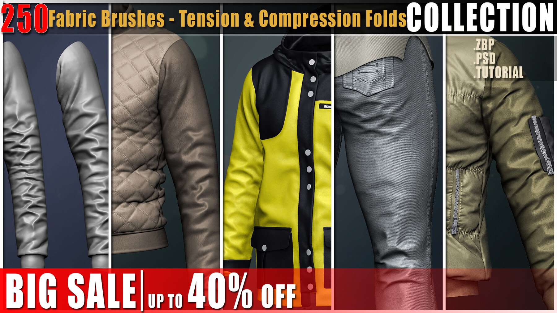 ArtStation - 250 Fabric Brushes - Tension & Compression Folds+ Video ...