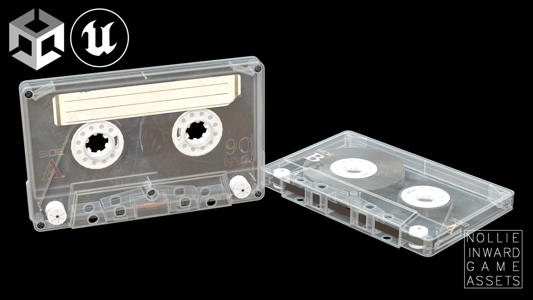 ArtStation Cassette Tape Transparent White Game Assets