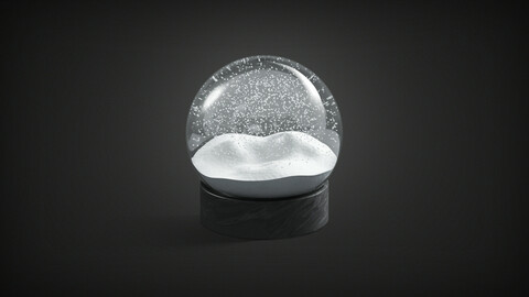 Snowglobe with cycled animated snowfall on dark background