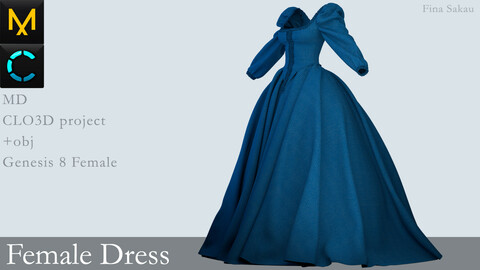 Female Dress #6. Marvelous Designer / Clo 3D project +obj
