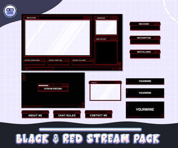 ArtStation - Animated Stream Package Overlay Black and Red Pixels ...