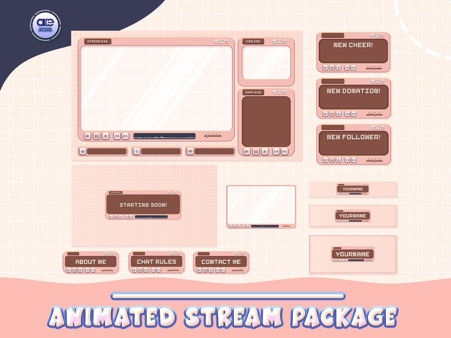 ArtStation - Animated Stream Package Brown, kawaii stream pack, animated  twitch screens, animated twitch alerts, twitch layout animated | Artworks