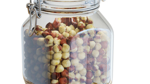 Food Set 24 / Glass Jar with Hazelnuts