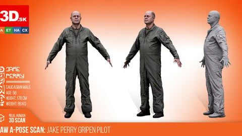 Raw A-pose Male Scan | Jake Perry | Gripen Pilot