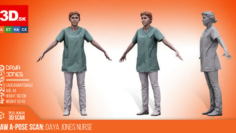 Raw A-pose Female Scan | Daya Jones | Nurse