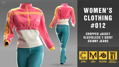 Women's clothing #012. Marvelous Designer/Clo3D project file + OBJ + Blend