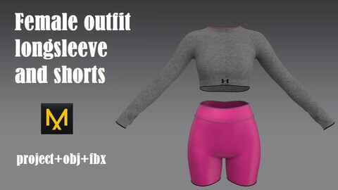 Female workout outfit longsleeve and shorts