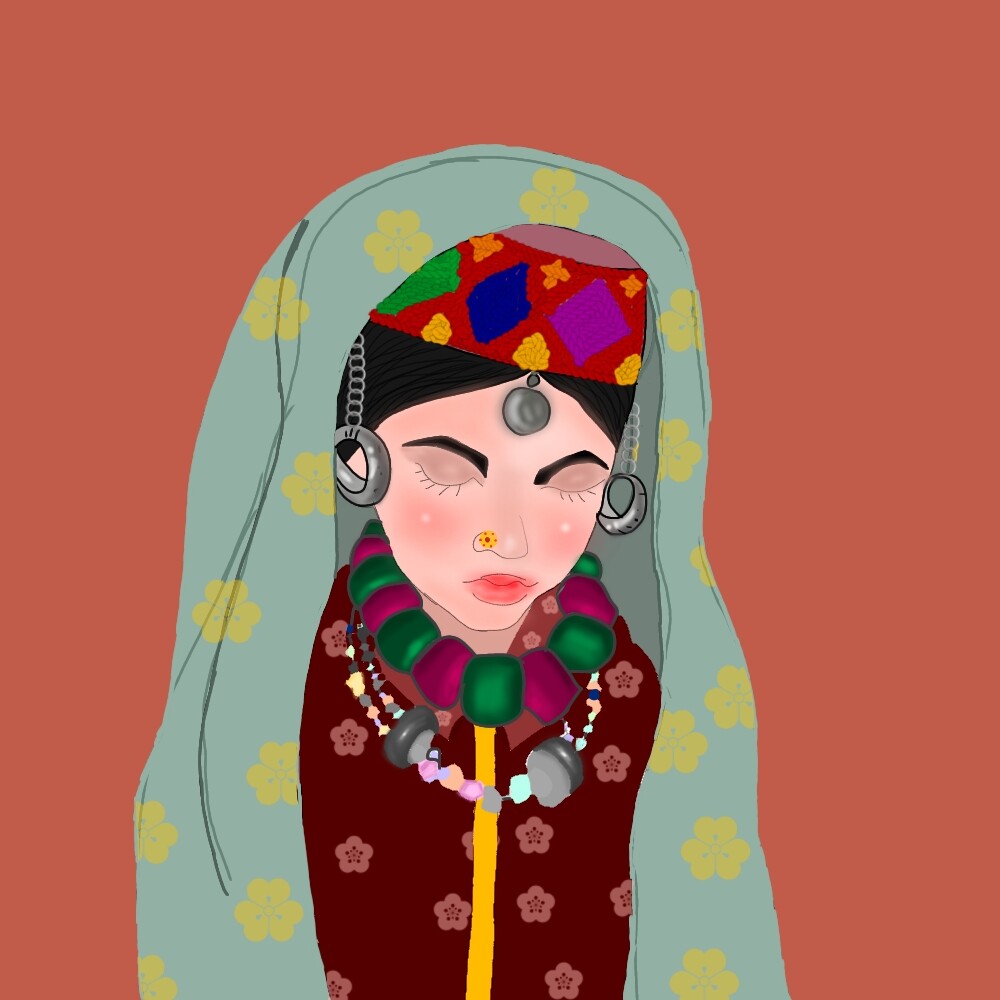 Beautiful Girl in traditional dress drawing using Mandala art | Girl face  drawing | doodle pen art - YouTube