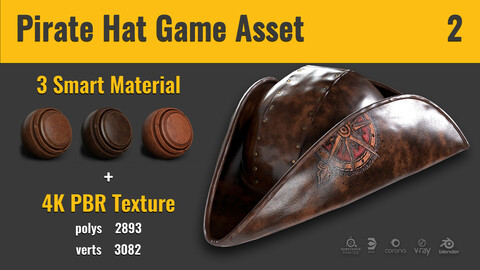 Pirate Hat 2 ( Game Asset , 3 Smart Material )