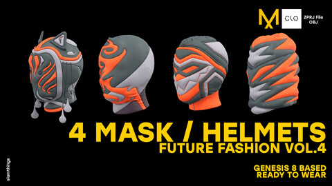Future Fashion Helmet / Mask Pack Vol.4 - Clo 3D / Marvelous Designer + OBJ / NO TEXTURE / DIGITAL FASHION